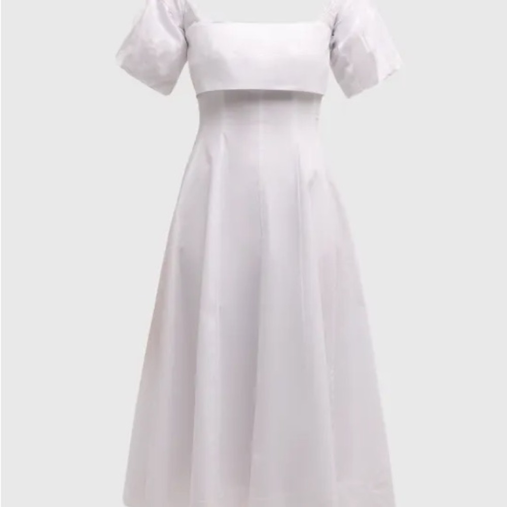 STAUD Palermo Off the Shoulder White Midi Dress